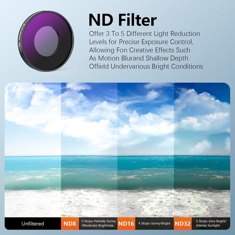 AMAZEAR ND & CPL Filters Set for Insta360 Go Ultra, Insta 360 Accessories ND8 + ND16 + ND32 + CPL Replacement Lens Filters Kit | 4 Pack | Optical Glass | HD | Oil Resistant | Easy to Use | - Image 3